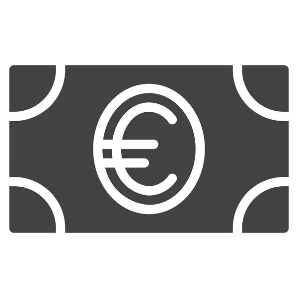 Efectivo Euro Icono Dinero Estilo Sólido — Vector de stock