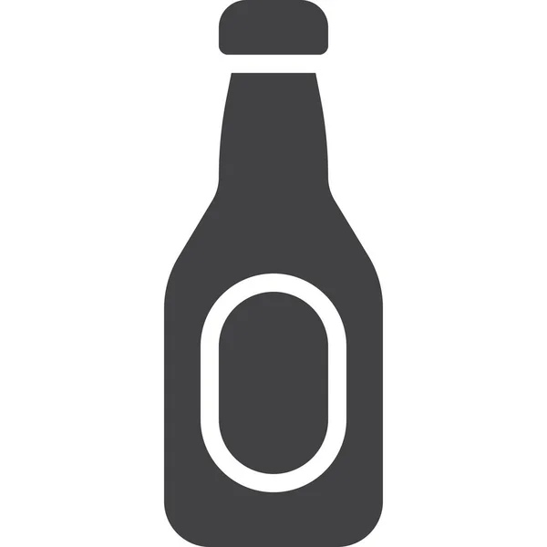 Botella Cerveza Icono Sólido Estilo Sólido — Archivo Imágenes Vectoriales
