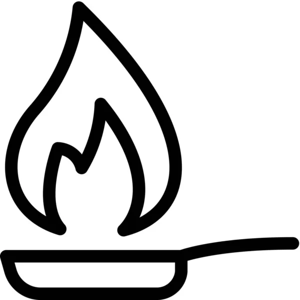 Cocina Fuego Flambate Icono Estilo Esquema — Archivo Imágenes Vectoriales