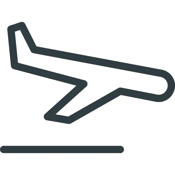 Icono Aterrizaje Atención Aeropuerto Estilo Esquema — Vector de stock