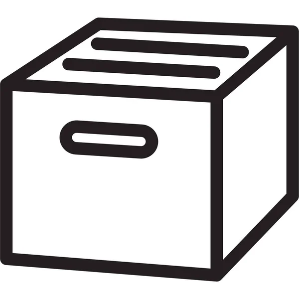 Caja Documentos Archivo Icono Estilo Esquema — Vector de stock