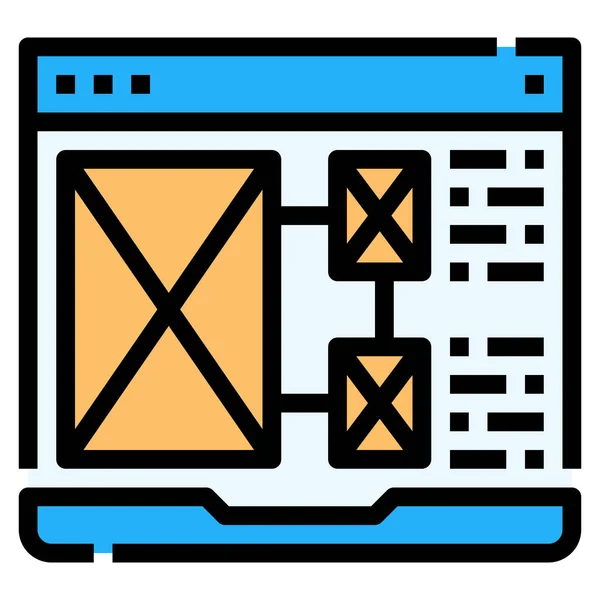 Pagina Ontwerp Wireframe Icoon — Stockvector