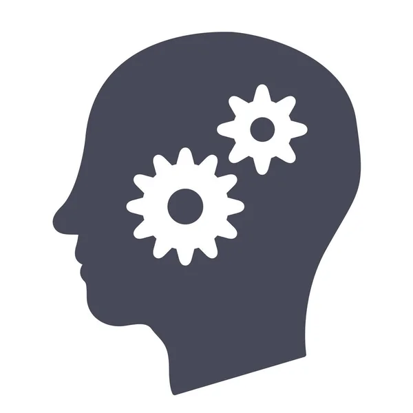 Brain Mind Thinking Icon Solid Style — Vector de stock