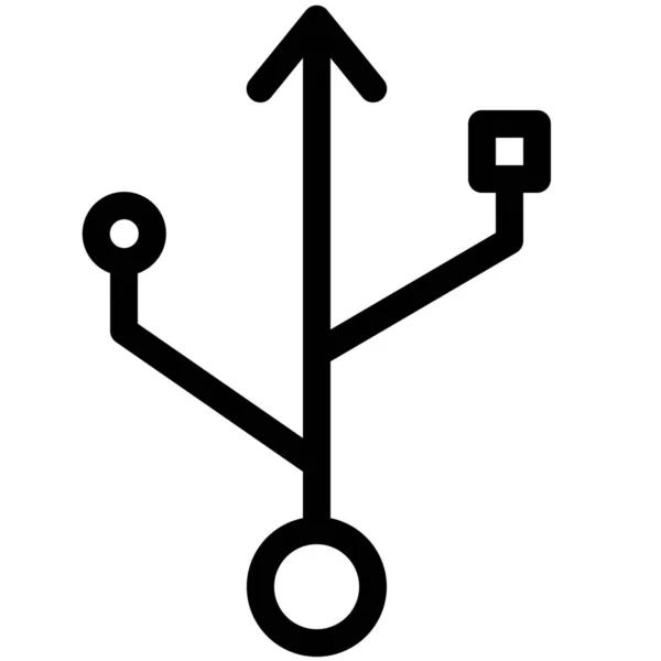 Usb Icono Almacenamiento Conexión Estilo Esquema — Vector de stock
