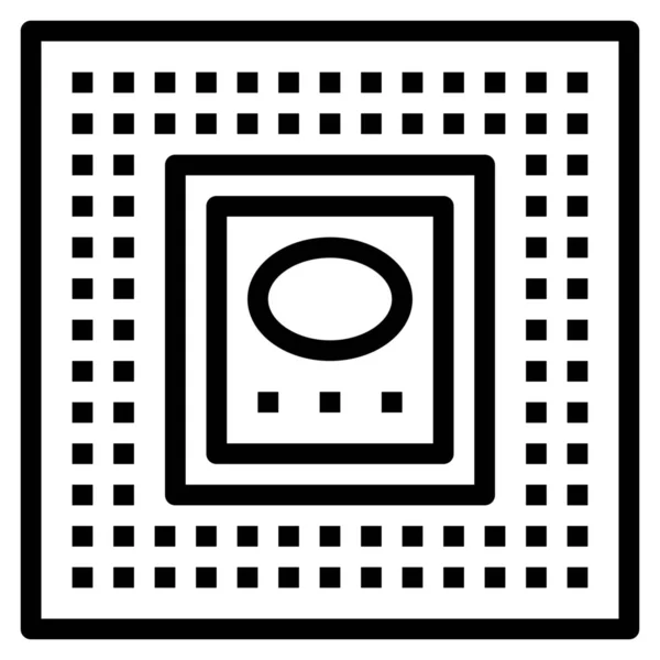 Icône Intégrée Circuit Cpu Dans Style Outline — Image vectorielle