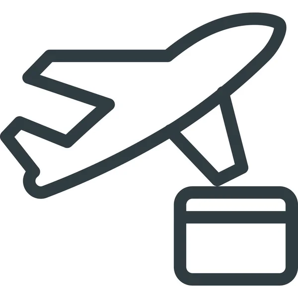 Booking Flight Plane Icon Outline Style — Vetor de Stock