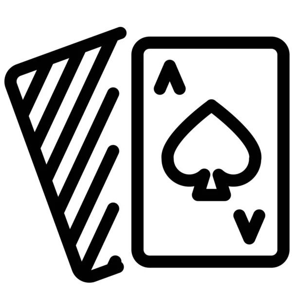 Ass Karten Spielen Ikone Outline Stil — Stockvektor