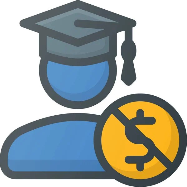 Graduación Educación Icono Dinero Estilo Contorno Lleno — Archivo Imágenes Vectoriales