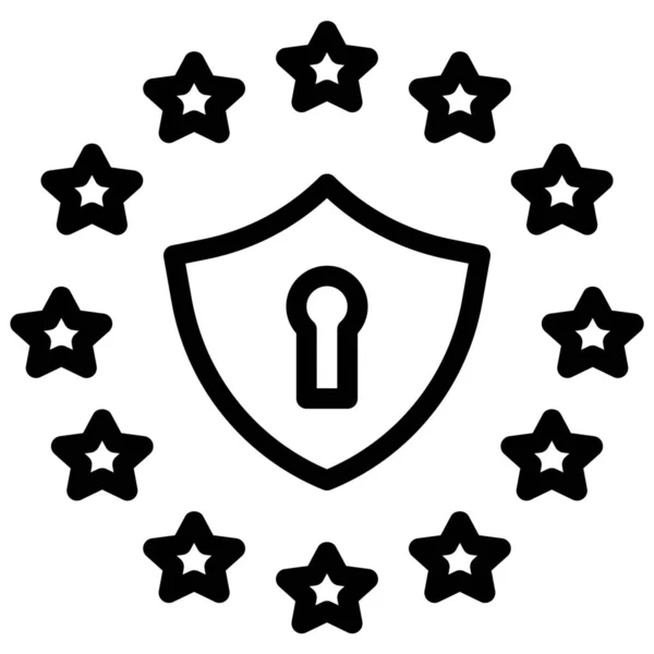Icono Protección Datos Estilo Esquema — Archivo Imágenes Vectoriales