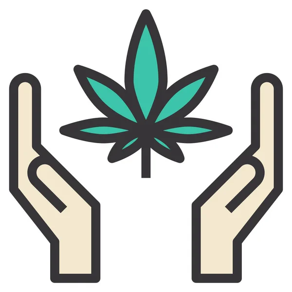 Cannabis Charity Drug Icon Filled Outline Style — Stock Vector