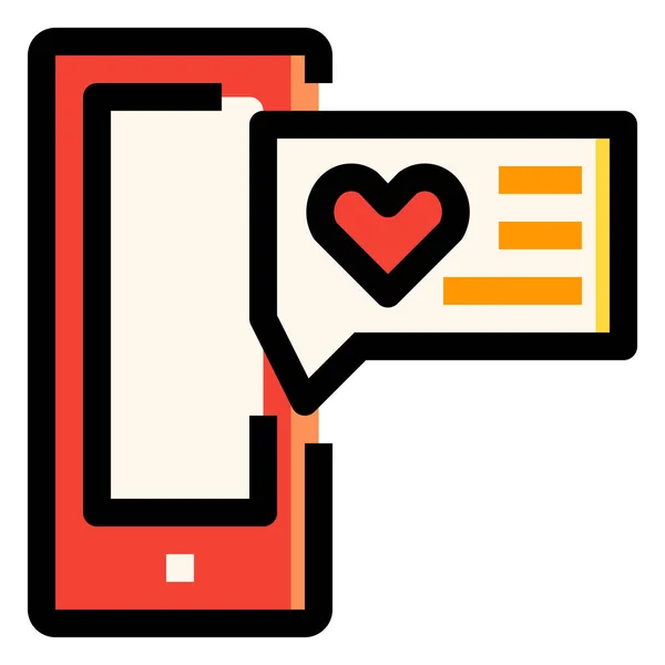 Box Chat Heart Icon Filled Outline Style — Stock Vector