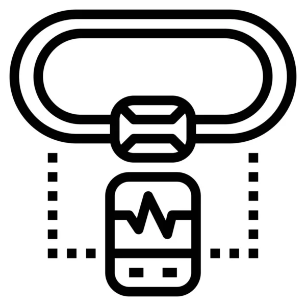 Coeur Poitrine Mornitor Icône Dans Style Contour — Image vectorielle