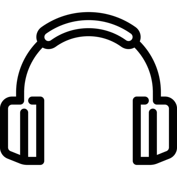 Cuffie Audio Ascoltare Icona Stile Contorno — Vettoriale Stock