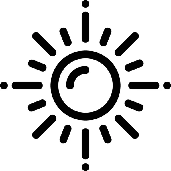 夏の太陽のアイコンを輝かアウトラインスタイル — ストックベクタ