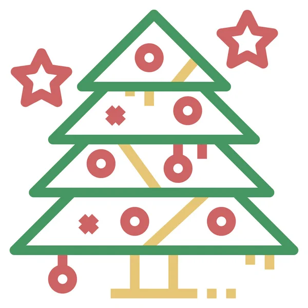 Різдвяна Прикраса Соснова Ікона Стилі Контур — стоковий вектор