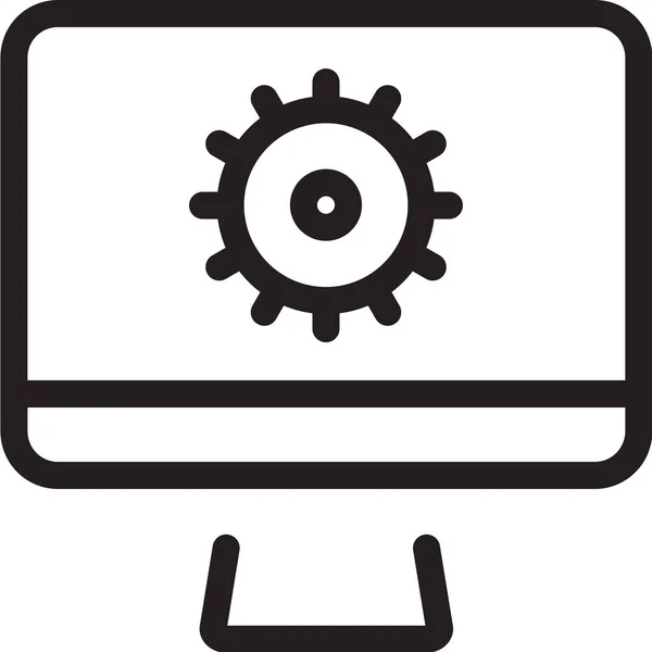 Icono Configuración Configuración Computadora Estilo Esquema — Archivo Imágenes Vectoriales