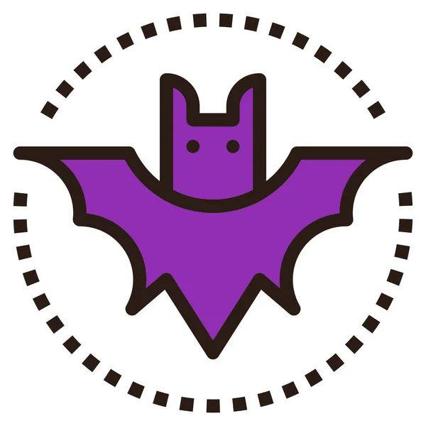 Animal Bat Halloween Icono Estilo Contorno Lleno — Vector de stock