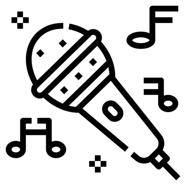 Concierto Micrófono Icono Karaoke Estilo Outline — Archivo Imágenes Vectoriales