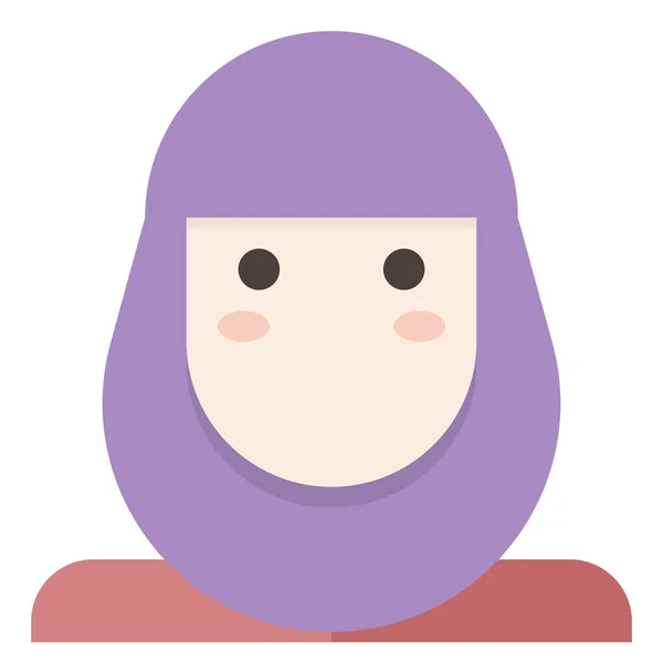 Icona Hijab Femminile Avatar Stile Piatto — Vettoriale Stock