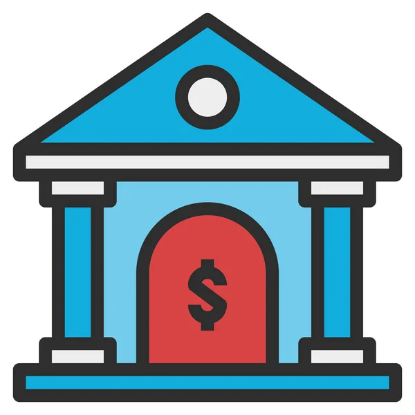 Ícone Dinheiro Construção Bancária Estilo Esboço Preenchido — Vetor de Stock