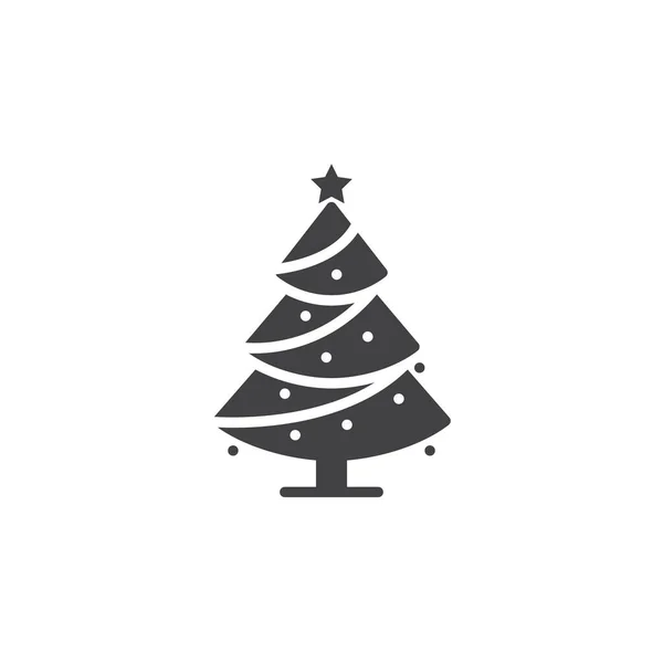 Christmas Fir Tree Icon Solid Style — Stock Vector