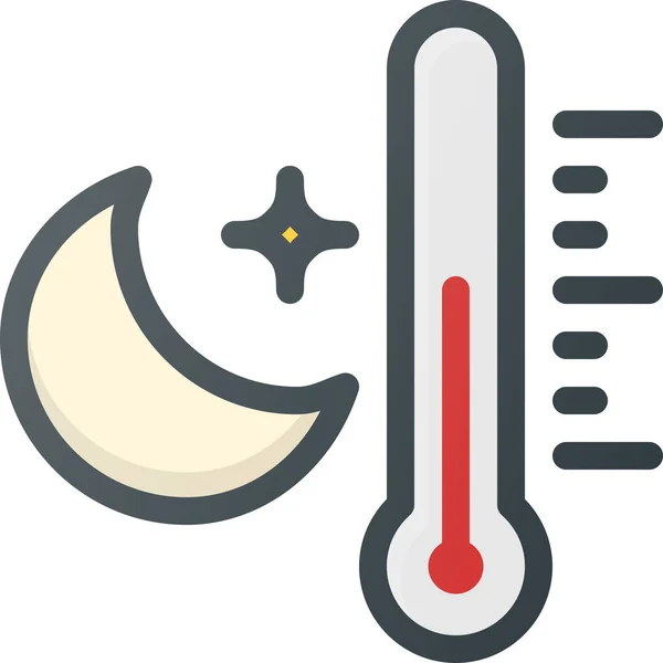 Forcast Night Temperature Icon Filled Outline Style — Stock Vector