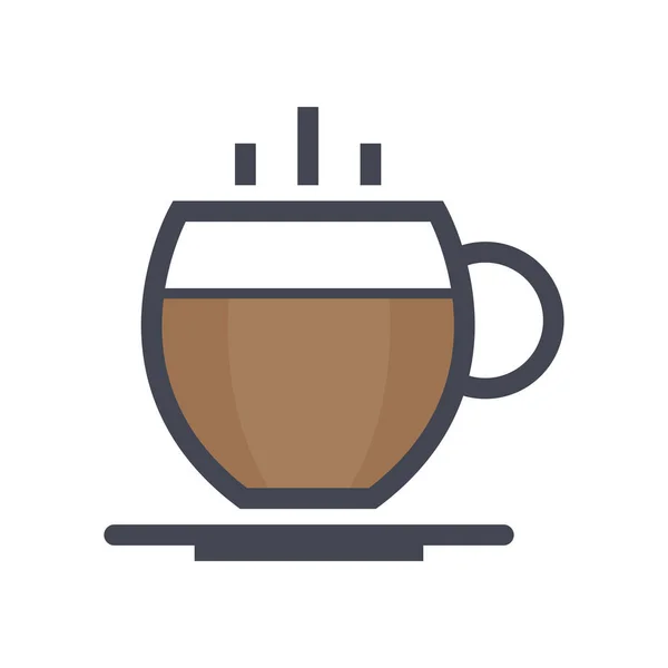 Bebida Desayuno Icono Café Estilo Contorno Lleno — Vector de stock