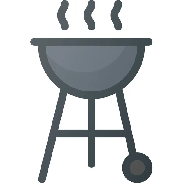 Barbecue Bbq Kok Pictogram Gevulde Omtrek Stijl — Stockvector