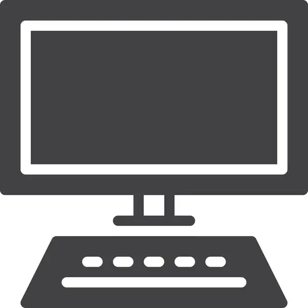 Icono Del Monitor Escritorio Computadora Estilo Sólido — Vector de stock