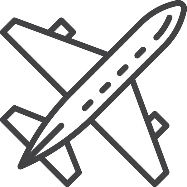 Luftfartygets Flygplansikon Konturstil — Stock vektor