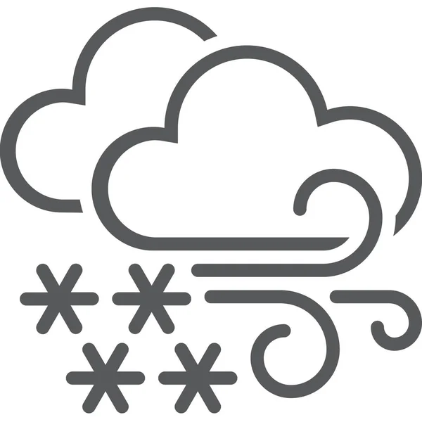 Blizzard Cloud Icona Della Neve Stile Outline — Vettoriale Stock