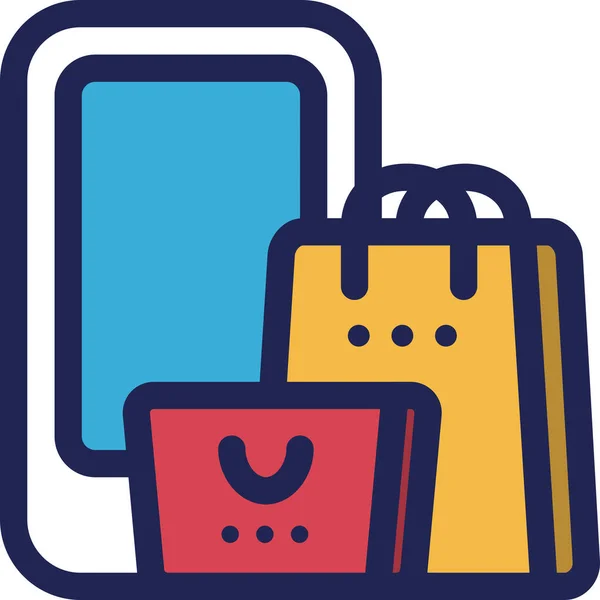 Tas Ecommerce Online Pictogram Gevulde Omtrek Stijl — Stockvector