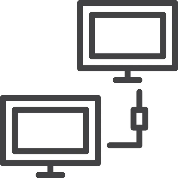 Icône Connexion Ordinateur Client Dans Style Outline — Image vectorielle
