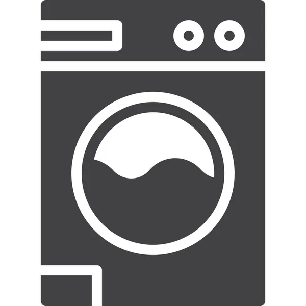Ícone Máquina Lavanderia Doméstica Estilo Sólido — Vetor de Stock