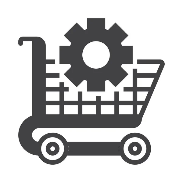 Pazarlama Seo Kategorisinde Cart Cog Ecommerce Simgesi — Stok Vektör