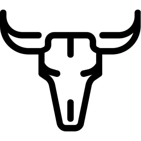 公牛奶牛图标 轮廓风格 — 图库矢量图片