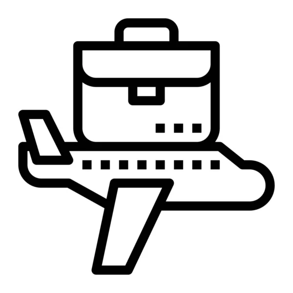 Ikona Biznesu Walizce Samolotu Stylu Zarys — Wektor stockowy