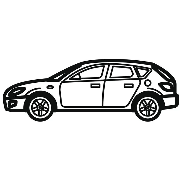 Auto Carro Hatchback Ícone Estilo Esboço — Vetor de Stock