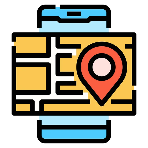Icône Carte Localisation Gps Dans Catégorie Shopping Commerce — Image vectorielle