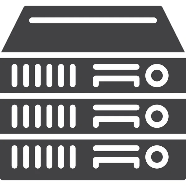 Cluster Database Rack Icon Dalam Gaya Solid - Stok Vektor