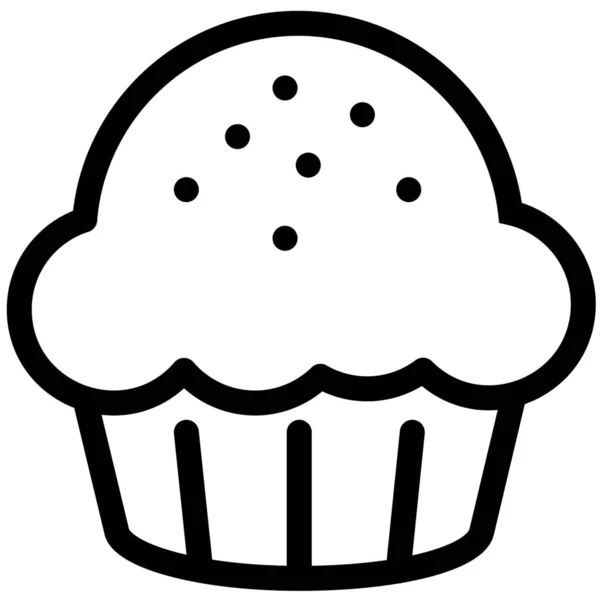 Cupcake Wüste Muffin Symbol Outline Stil — Stockvektor