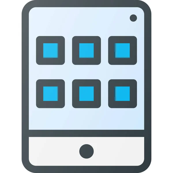 Aplicaciones Aplicación Icono Tableta Estilo Contorno Lleno — Vector de stock