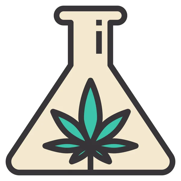 記入されたアウトラインスタイルで大麻の薬物実験アイコン — ストックベクタ