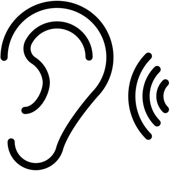 Icône Auditive Oreille Audio Dans Style Contour — Image vectorielle