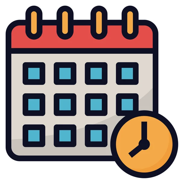 Prenotazione Calendario Data Icona Stile Contorno Riempito — Vettoriale Stock