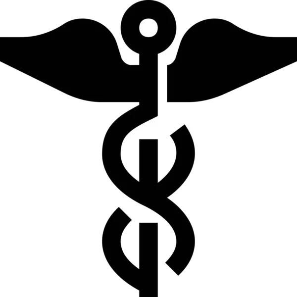 Икона Клиники Caduceus Твердом Стиле — стоковый вектор