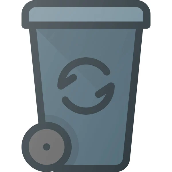 Bin Puede Garbidge Icono Estilo Contorno Lleno — Vector de stock