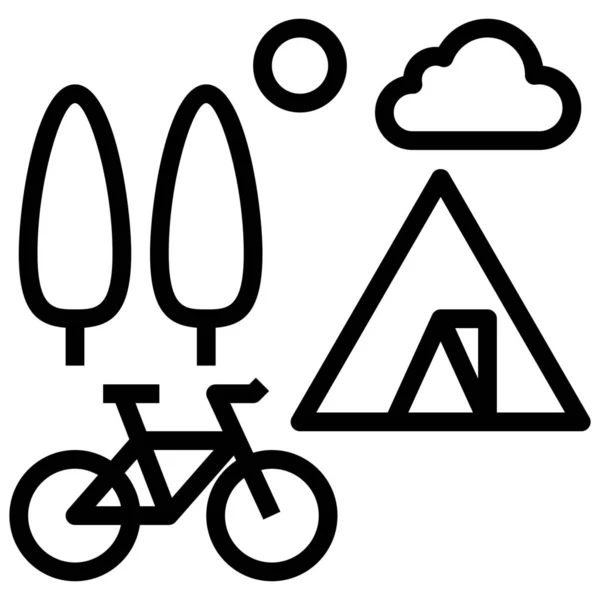 Bicycle Bike Camping Icon — Stock Vector