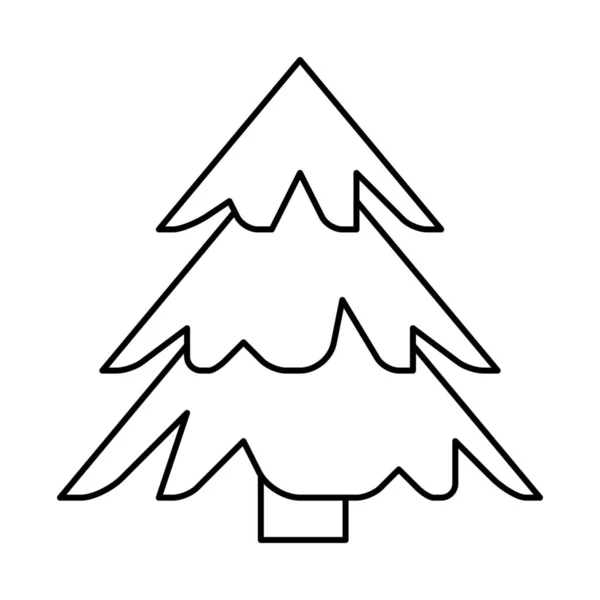 Icono Del Árbol Abeto Navidad Estilo Esquema — Vector de stock