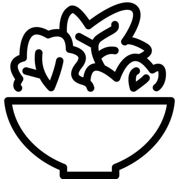 Ensalada Bowl Icono Verde Estilo Esquema — Archivo Imágenes Vectoriales